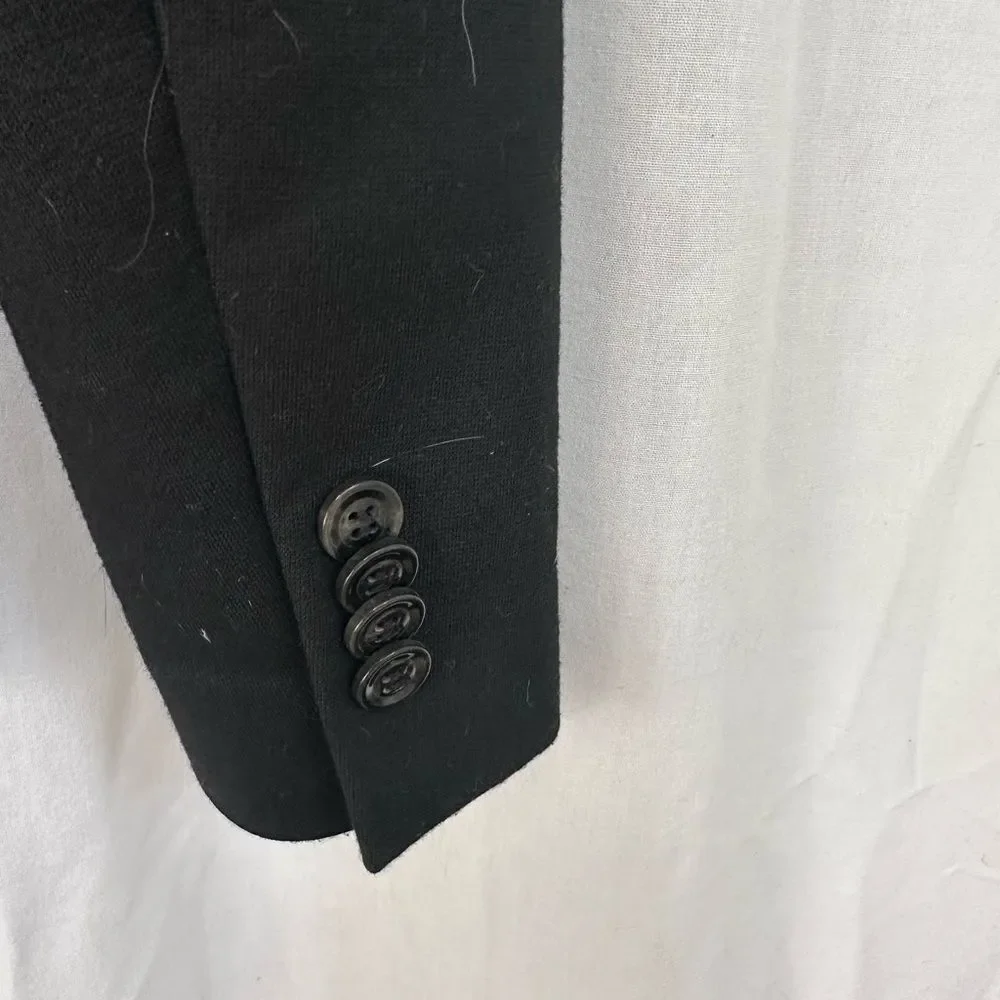 ZARA black two buttons embroidered pocket tailored slim fit blazer jacket S